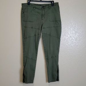 American Bazi Olive Green Stretch Distressed Moto Pants XL Casual